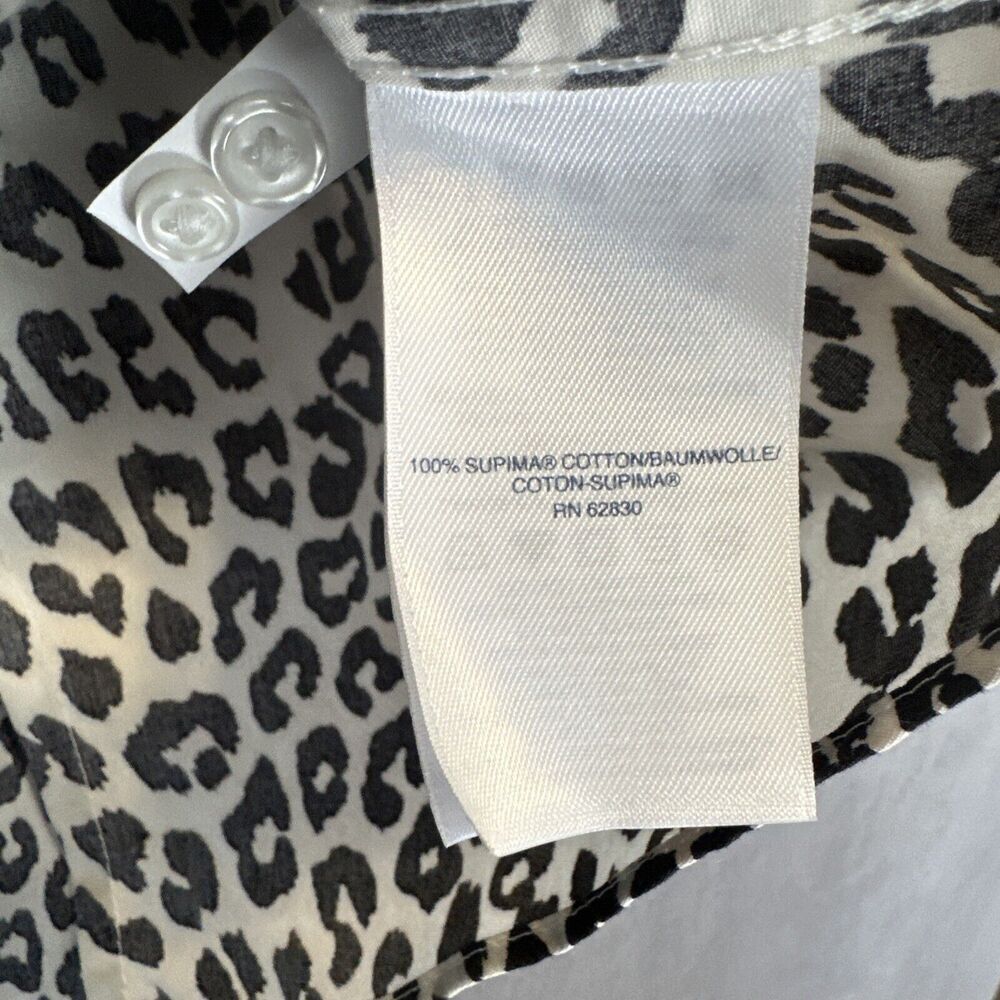 Lands End No Iron Supima Button Up Shirt Leopard Print‎ Womens Size 16 Office - Picture 6 of 7